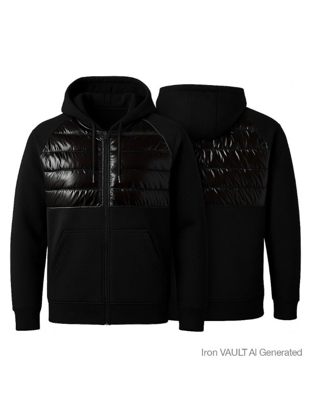 Switch Remarkable Mens Small Black Gloss Panel Hooded Full Zip Jacket Urban